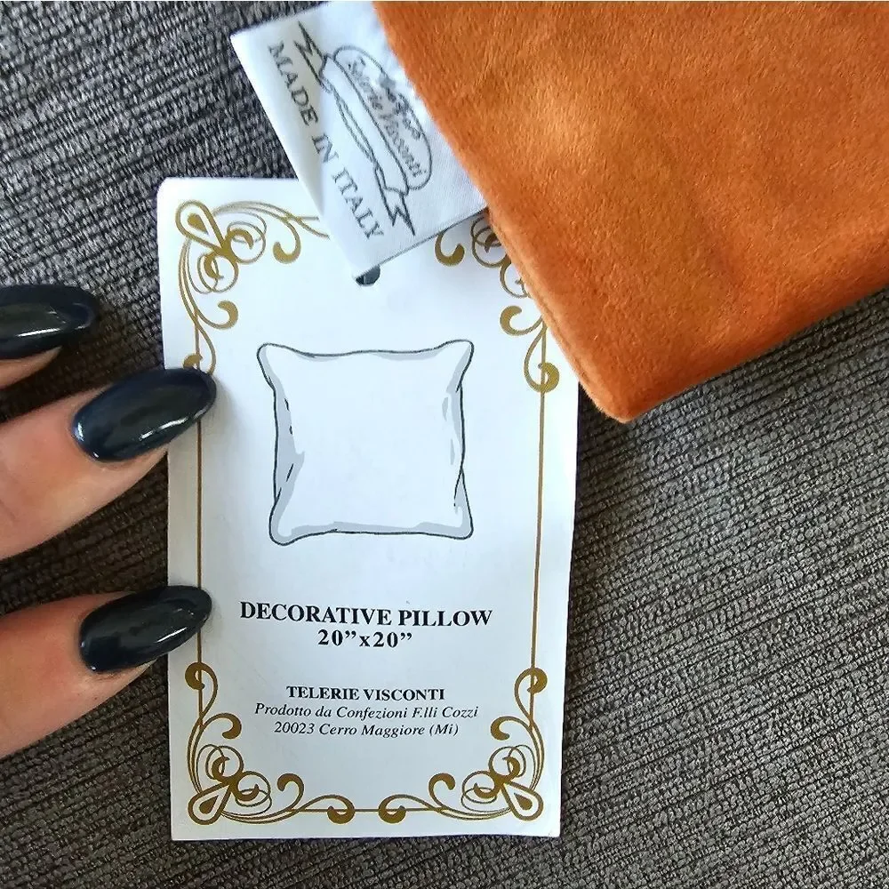 TELERIE VISCONTI VENETIAN VELVET ITALIAN LUXURY PILLOW 20x20 SHAM orange bronze